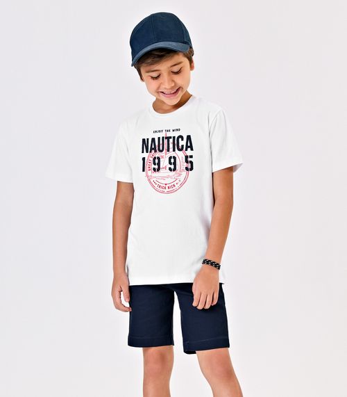 Conjunto Menino Camiseta Com Bermuda Trick Nick Branco