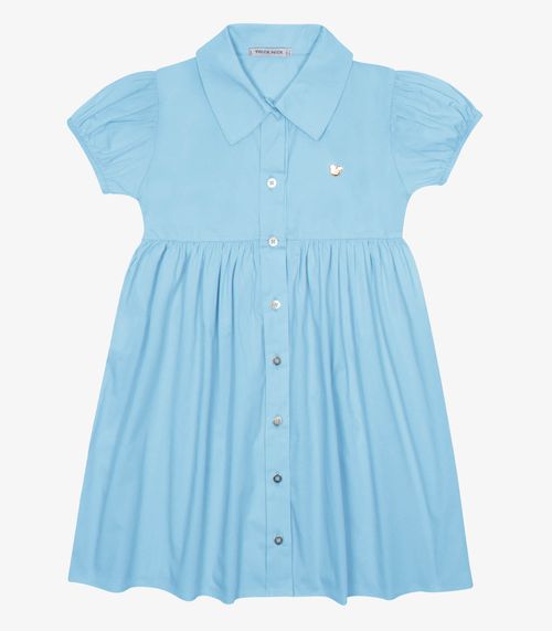 Vestido Em Tricoline Com Botões Trick Nick Azul