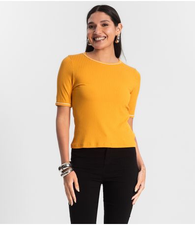 Blusa Feminina Ribana Canelada Amarelo