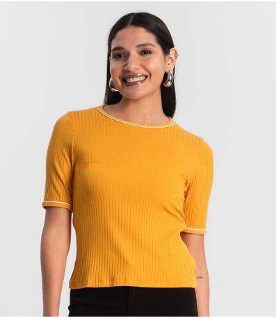 Blusa Feminina Ribana Canelada Amarelo