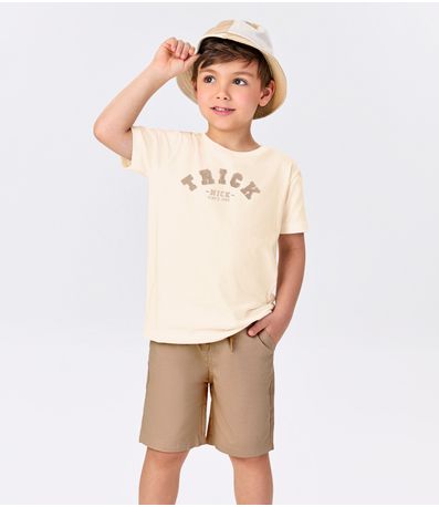 Conjunto Infantil Camiseta Com Bermuda Trick Nick Bege
