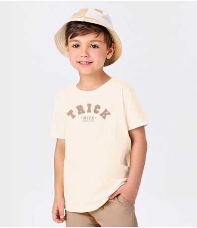 Conjunto Infantil Camiseta Com Bermuda Trick Nick Bege