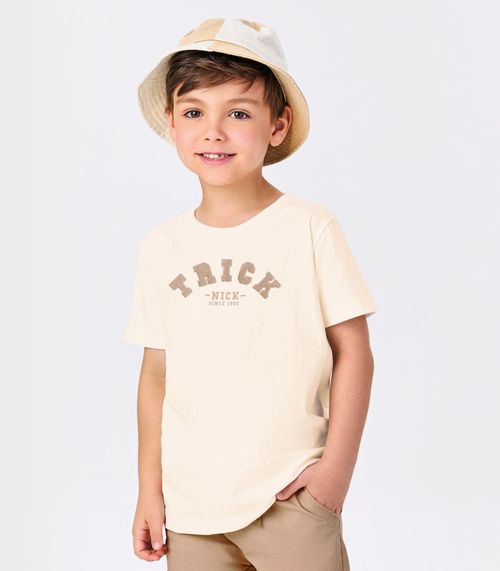 Conjunto Infantil Camiseta Com Bermuda Trick Nick Bege