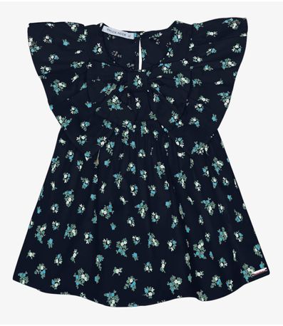 Vestido Infantil Popeline Com Laço Trick Nick Azul