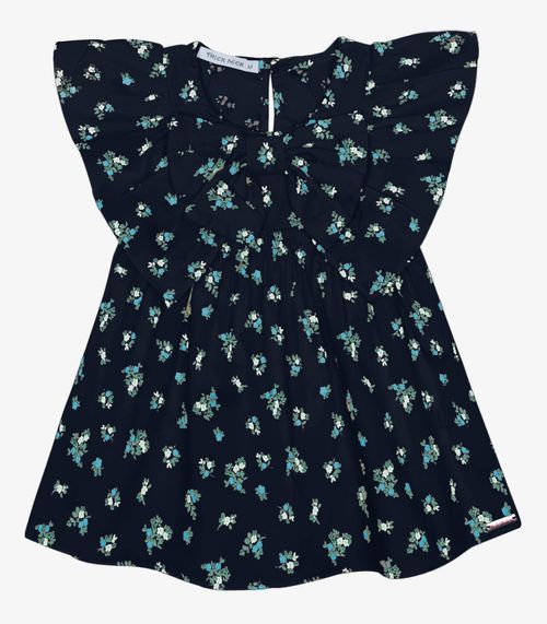 Vestido Infantil Popeline Com Laço Trick Nick Azul