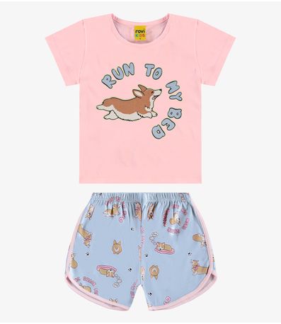 Pijama Infantil Feminino Meia Malha Rovi Kids Azul