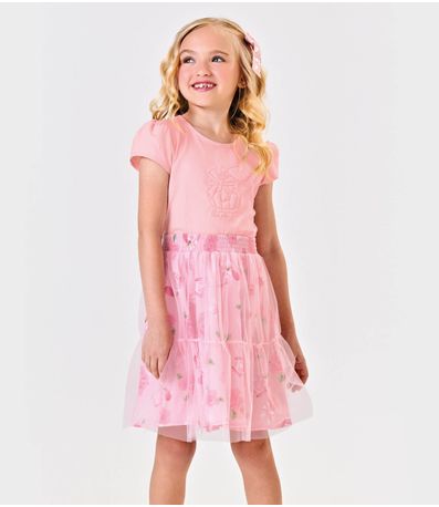 Conjunto Menina Blusa Com Saia Tule Trick Nick Rosa