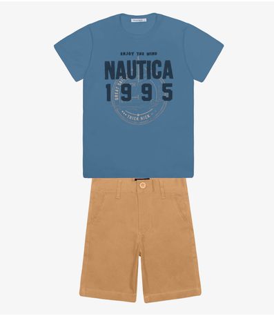 Conjunto Menino Camiseta Com Bermuda Trick Nick Azul