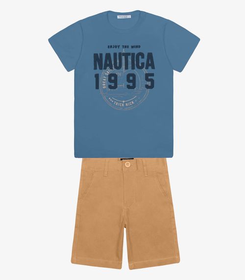 Conjunto Menino Camiseta Com Bermuda Trick Nick Azul