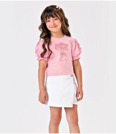 Conjunto Blusa Com Shorts Saia Sarja Trick Nick Branco