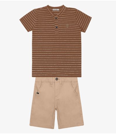 Conjunto Infantil Camiseta Com Bermuda Trick Nick Marrom