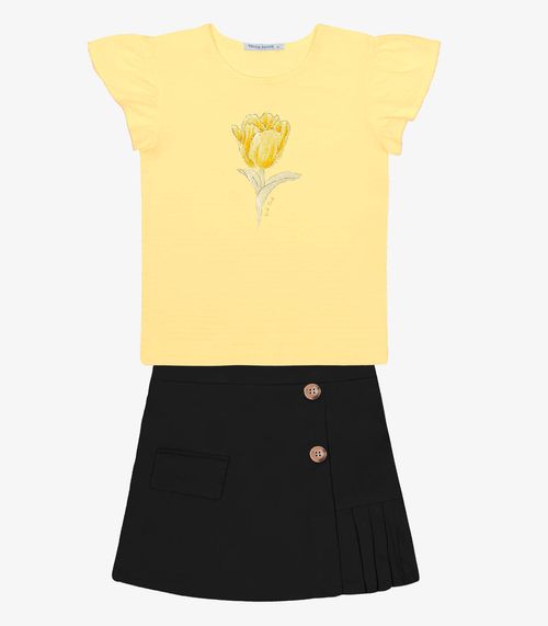 Conjunto Blusa Com Shorts Saia Trick Nick Amarelo