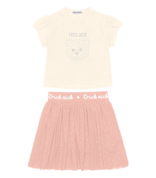 Conjunto Blusa Com Saia Em Tule Trick Nick Bege