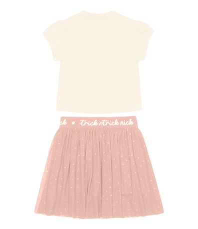 Conjunto Blusa Com Saia Em Tule Trick Nick Bege
