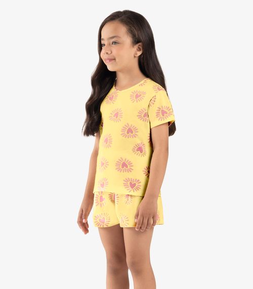 Pijama Infantil Feminino Meia Malha Rovi Kids Amarelo