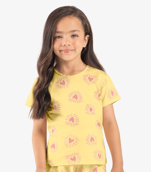 Pijama Infantil Feminino Meia Malha Rovi Kids Amarelo