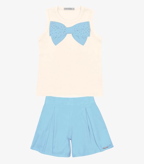 Conjunto Infantil Regata Laço E Shorts Trick Nick Bege