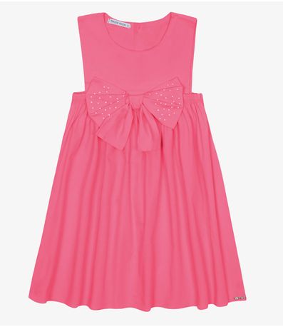 Vestido Infantil Tricoline Com Laço Trick Nick Rosa