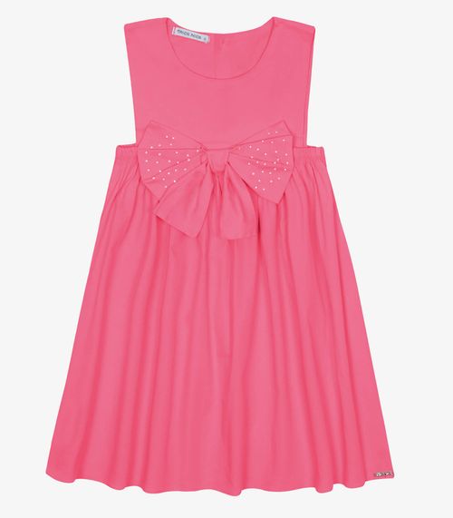 Vestido Infantil Tricoline Com Laço Trick Nick Rosa