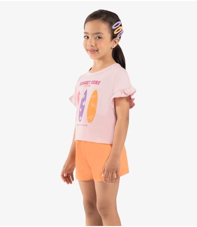 Conjunto Infantil Blusa Com Shorts Rovi Kids Rosa