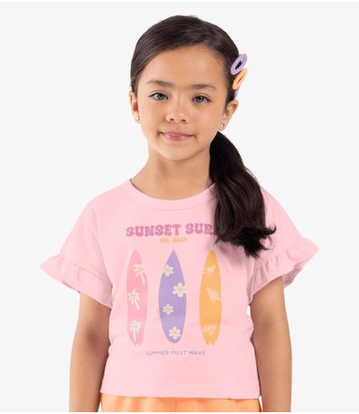 Conjunto Infantil Blusa Com Shorts Rovi Kids Rosa