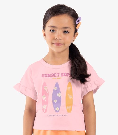 Conjunto Infantil Blusa Com Shorts Rovi Kids Rosa