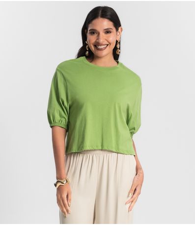 Blusa Feminina Manga Camponesa Rovitex Verde