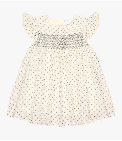 Vestido Infantil Tricoline Trick Nick Bege
