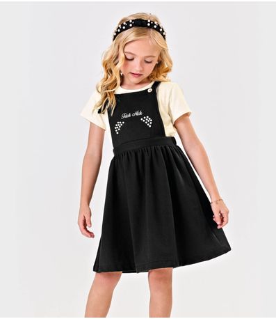 Conjunto Menina Blusa Com Salopete Trick Nick Preto