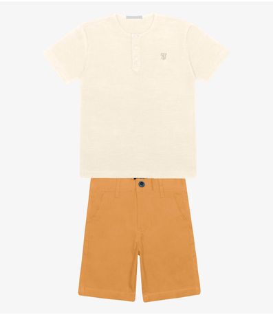Conjunto Infantil Camiseta Com Bermuda Trick Nick Bege