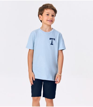 Conjunto Menino Camiseta Com Bermuda Trick Nick Azul