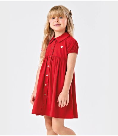Vestido Em Tricoline Com Botões Trick Nick Vermelho