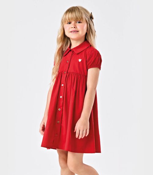 Vestido Em Tricoline Com Botões Trick Nick Vermelho