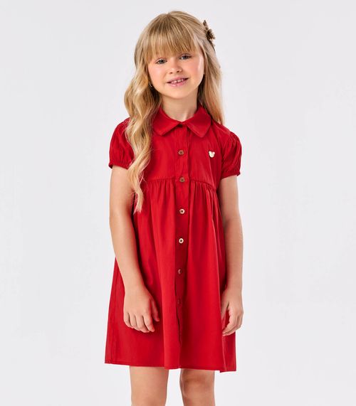 Vestido Em Tricoline Com Botões Trick Nick Vermelho