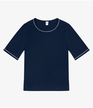 Blusa Feminina Ribana Canelada Azul