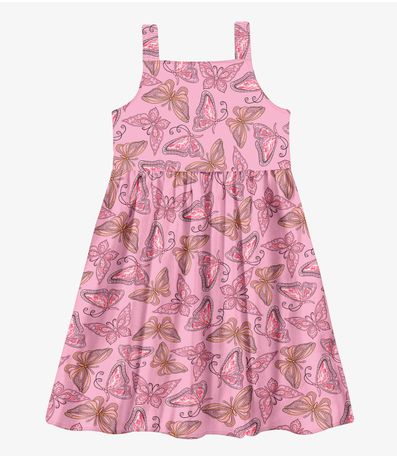 Vestido Menina Popeline Borboletas Trick Nick Rosa