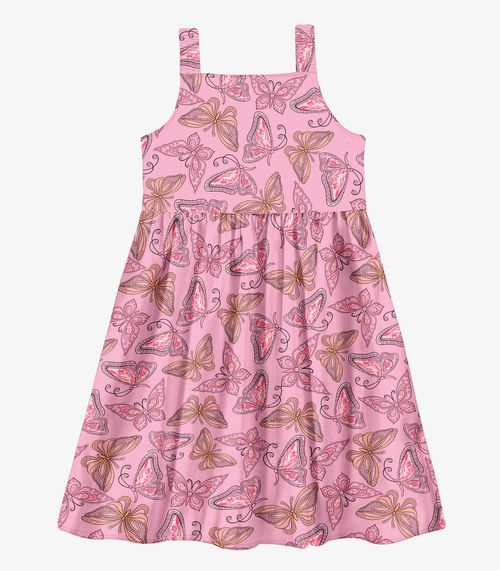 Vestido Menina Popeline Borboletas Trick Nick Rosa
