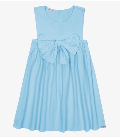 Vestido Infantil Tricoline Com Laço Trick Nick Azul