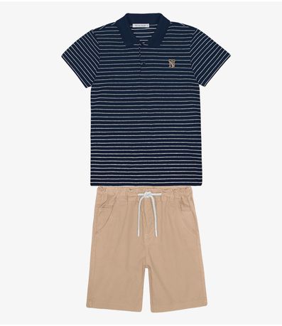 Conjunto Infantil Polo Com Bermuda Trick Nick Azul