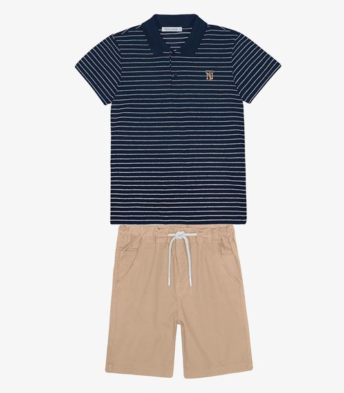 Conjunto Infantil Polo Com Bermuda Trick Nick Azul
