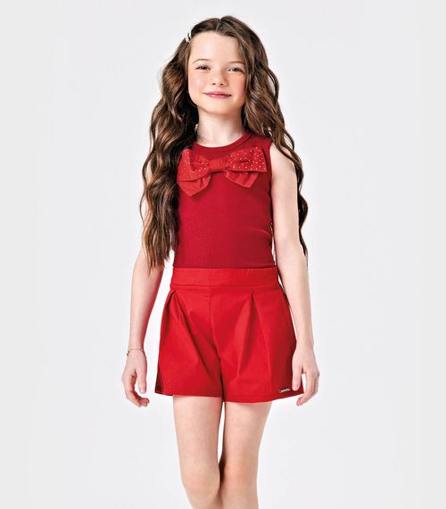 Conjunto Infantil Regata Laço E Shorts Trick Nick Vermelho