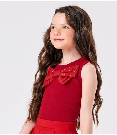 Conjunto Infantil Regata Laço E Shorts Trick Nick Vermelho