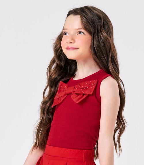 Conjunto Infantil Regata Laço E Shorts Trick Nick Vermelho
