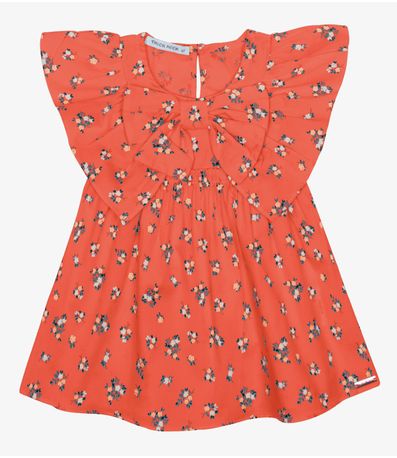 Vestido Infantil Popeline Com Laço Trick Nick Laranja