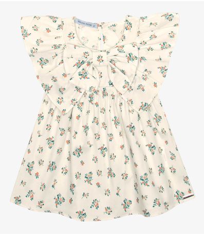 Vestido Infantil Popeline Com Laço Trick Nick Bege