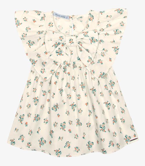 Vestido Infantil Popeline Com Laço Trick Nick Bege