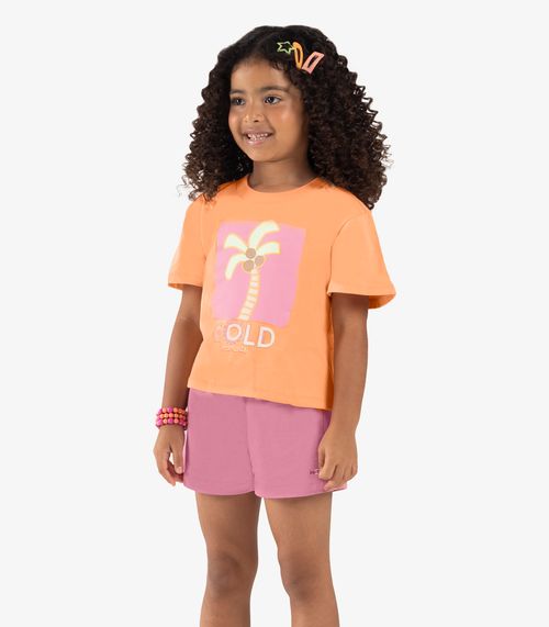 Conjunto Infantil Blusa Com Shorts Rovi Kids Laranja