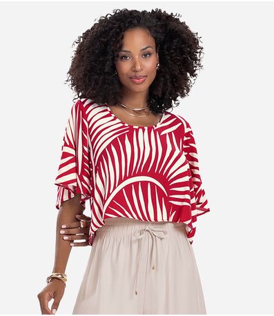 Blusa Feminina Estampada Rovitex Vermelho