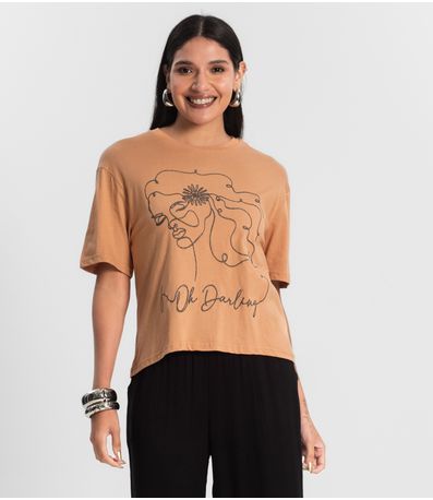Blusa T-Shirt Feminina Rovitex Marrom
