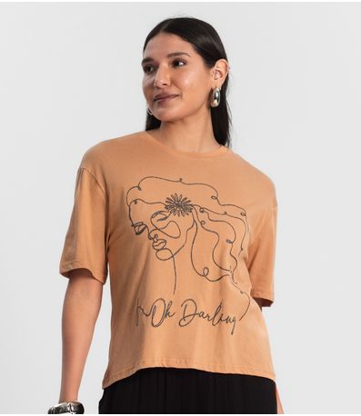 Blusa T-Shirt Feminina Rovitex Marrom